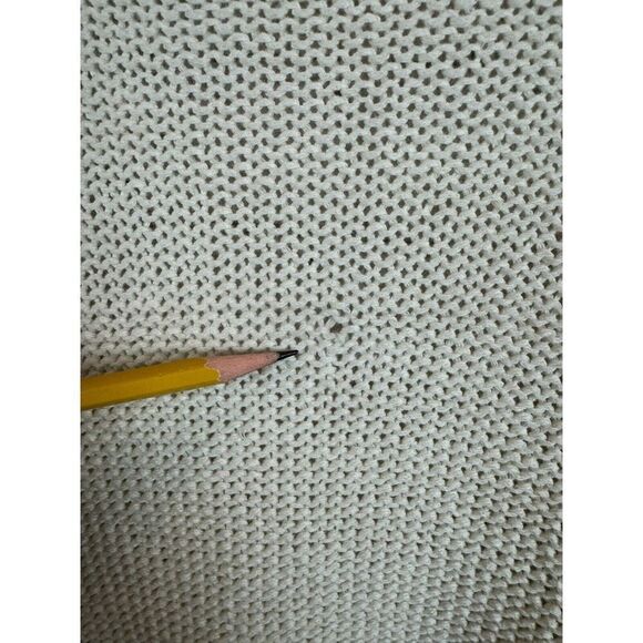 CHICO'S ivory cotton blend knit lace fringe open front cardigan sweater size 2 L - Picture 8 of 9